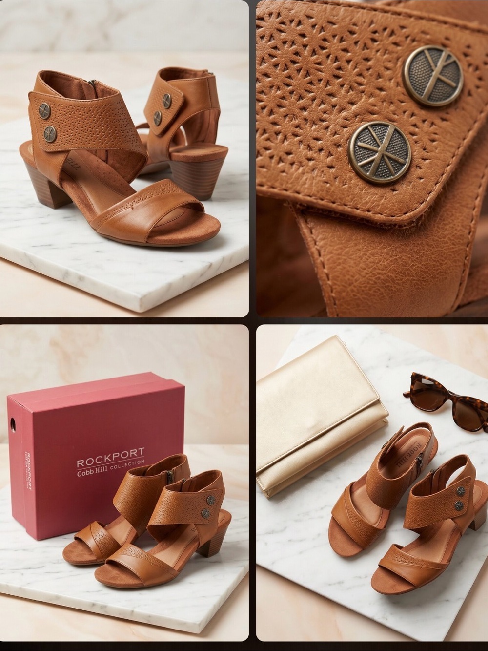 Rockport Brown Leather Sandals with Ankle Strap